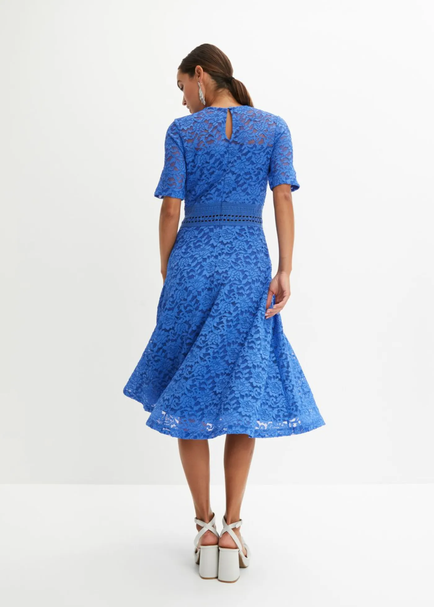 bonprix bonprix Vestido de encaje con ganchillo Azul Sale