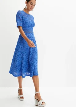 bonprix bonprix Vestido de encaje con ganchillo Azul Sale