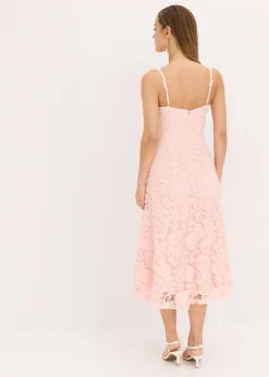 bonprix bonprix Vestido de encaje con tirantes decorados Rosa perla Discount