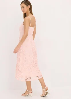 bonprix bonprix Vestido de encaje con tirantes decorados Rosa perla Discount