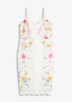 bonprix bonprix Vestido de encaje con tirantes blanco con flores Clearance