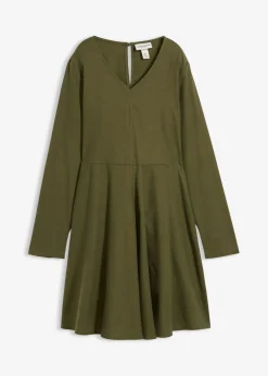 bonprix bonprix Vestido de franela ligero de algodón puro Verde oliva oscuro Discount