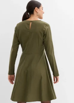 bonprix bonprix Vestido de franela ligero de algodón puro Verde oliva oscuro Discount