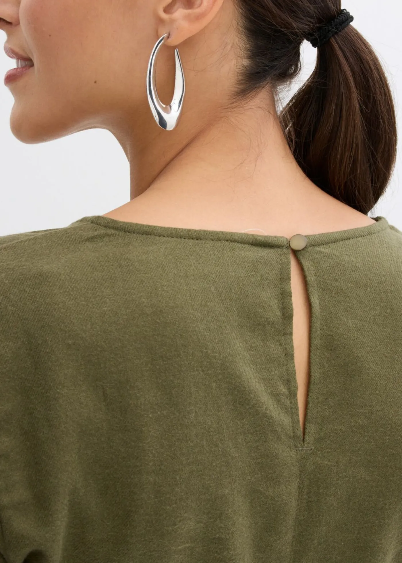 bonprix bonprix Vestido de franela ligero de algodón puro Verde oliva oscuro Discount