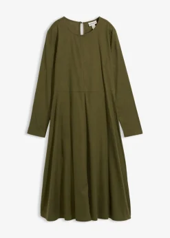 bonprix bonprix Vestido de franela ligero de algodón puro Verde oliva oscuro