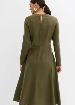 bonprix bonprix Vestido de franela ligero de algodón puro Verde oliva oscuro