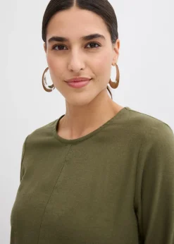 bonprix bonprix Vestido de franela ligero de algodón puro Verde oliva oscuro