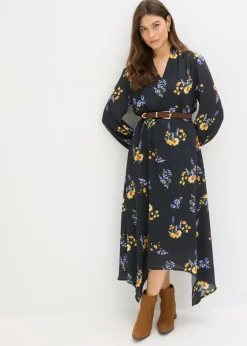 bonprix bonprix Vestido de gasa Negro con flores