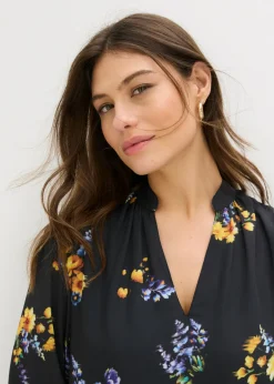 bonprix bonprix Vestido de gasa Negro con flores