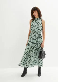 bonprix bonprix Vestido de gasa Verde oliva-blanco estampado Online