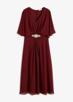 bonprix bonprix Vestido de gasa con aplicación de piedras Rojo rubí Hot