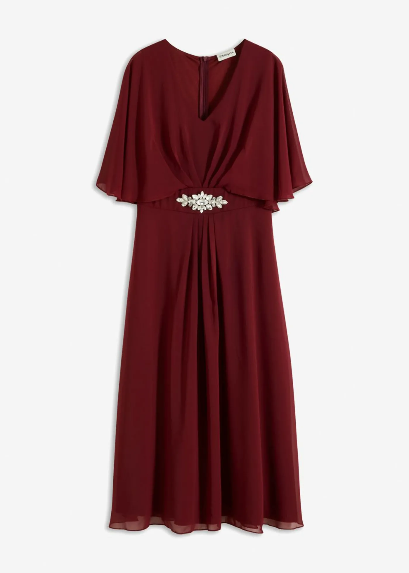 bonprix bonprix Vestido de gasa con aplicación de piedras Rojo rubí Hot