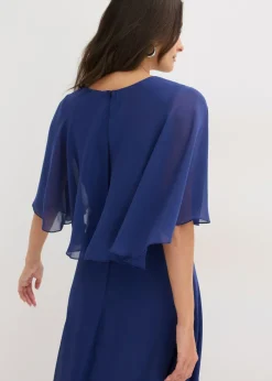 bonprix bonprix Vestido de gasa con aplicación de piedras Azul oxford Sale