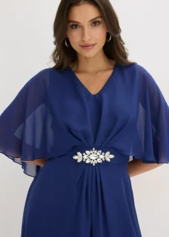 bonprix bonprix Vestido de gasa con aplicación de piedras Azul oxford Sale