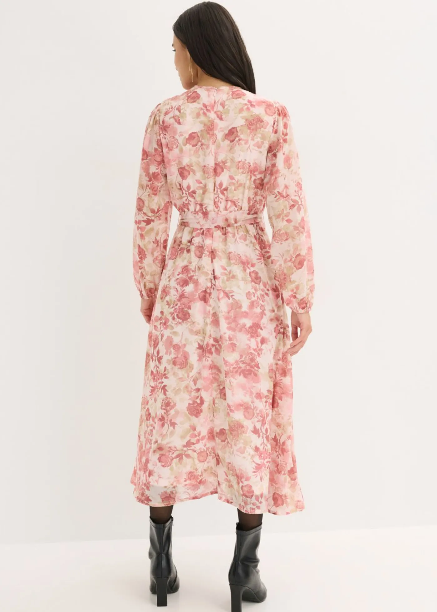 bonprix bonprix Vestido de gasa con cordón (2 piezas) rosa claro con flores Hot
