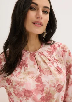 bonprix bonprix Vestido de gasa con cordón (2 piezas) rosa claro con flores Hot