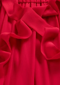 bonprix bonprix Vestido de gasa con detalles de lazo Rojo oscuro Clearance