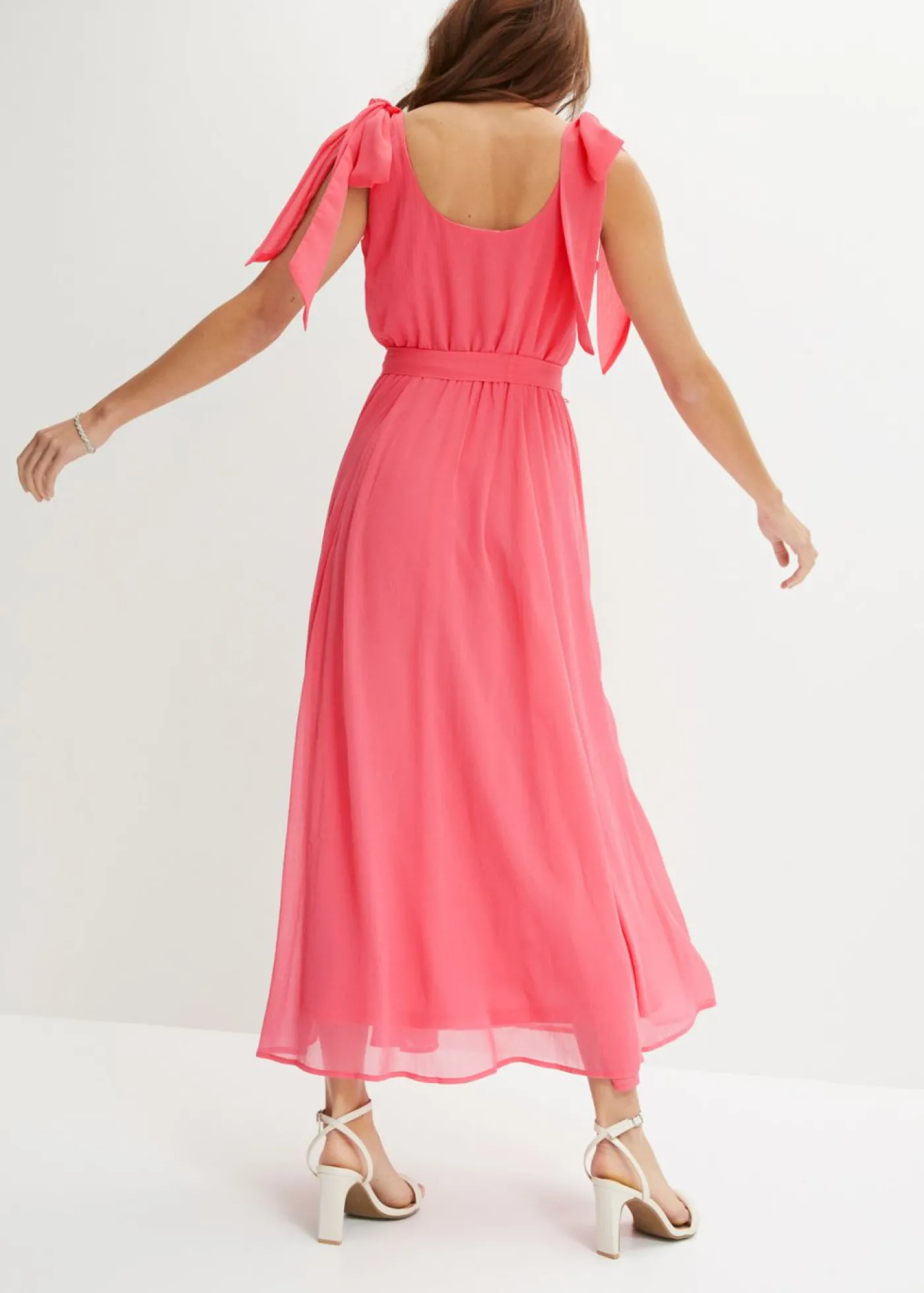 bonprix bonprix Vestido de gasa con detalles de lazo rosa caliente Hot