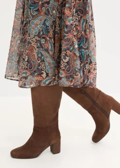 bonprix bonprix Vestido de gasa con patrón de paisley Negro-beige Sale