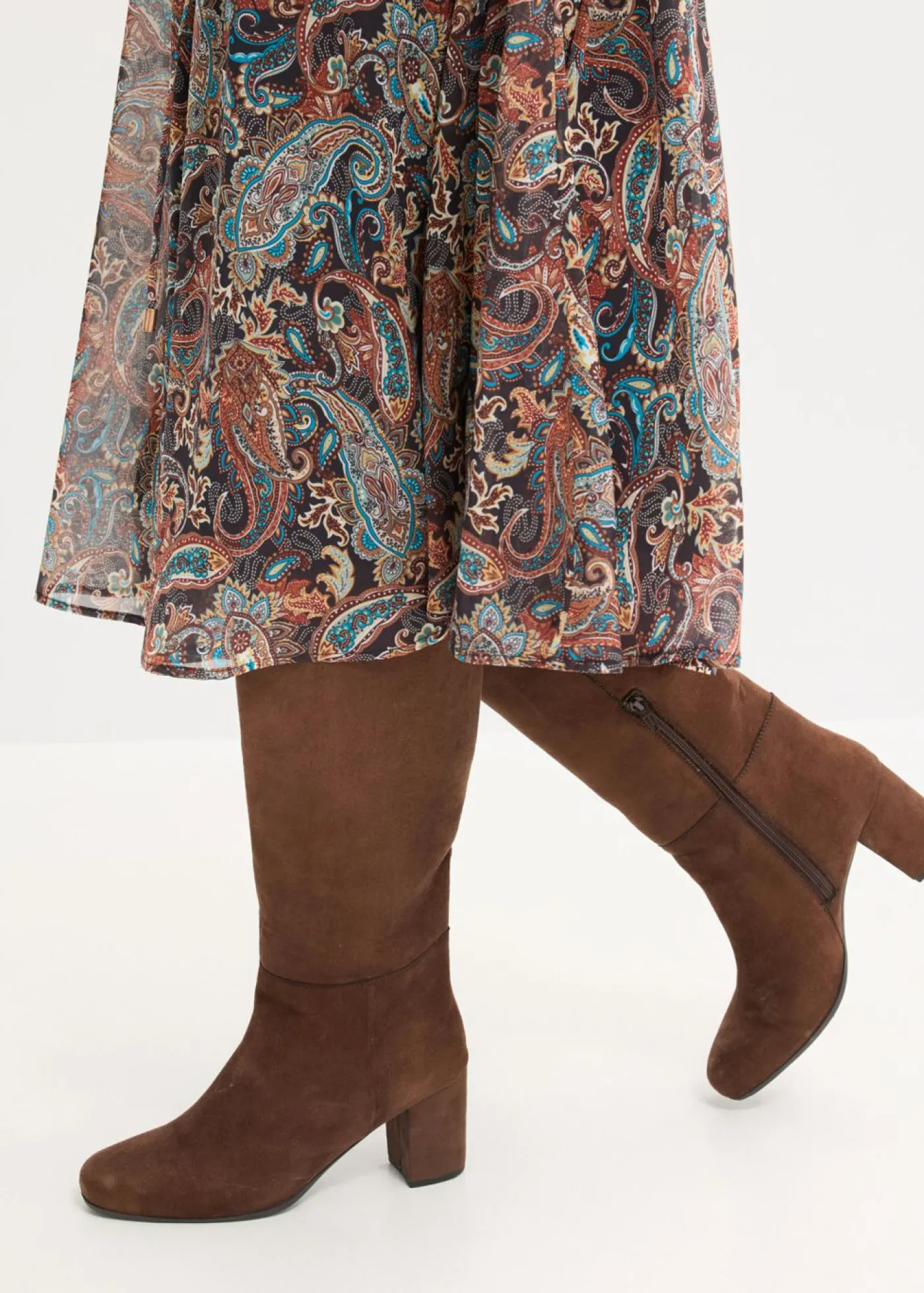 bonprix bonprix Vestido de gasa con patrón de paisley Negro-beige Sale