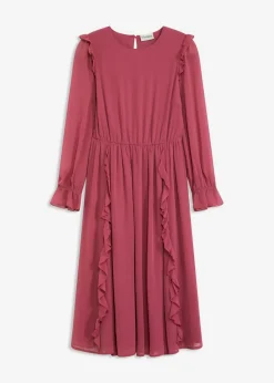 bonprix bonprix Vestido de gasa con volantes Baya silvestre Clearance