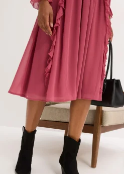 bonprix bonprix Vestido de gasa con volantes Baya silvestre Clearance