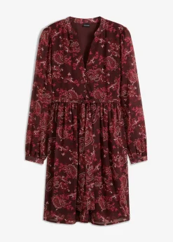 bonprix bonprix Vestido de gasa estampado Burdeos