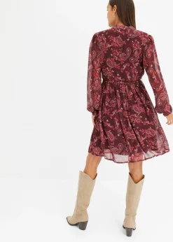 bonprix bonprix Vestido de gasa estampado Burdeos