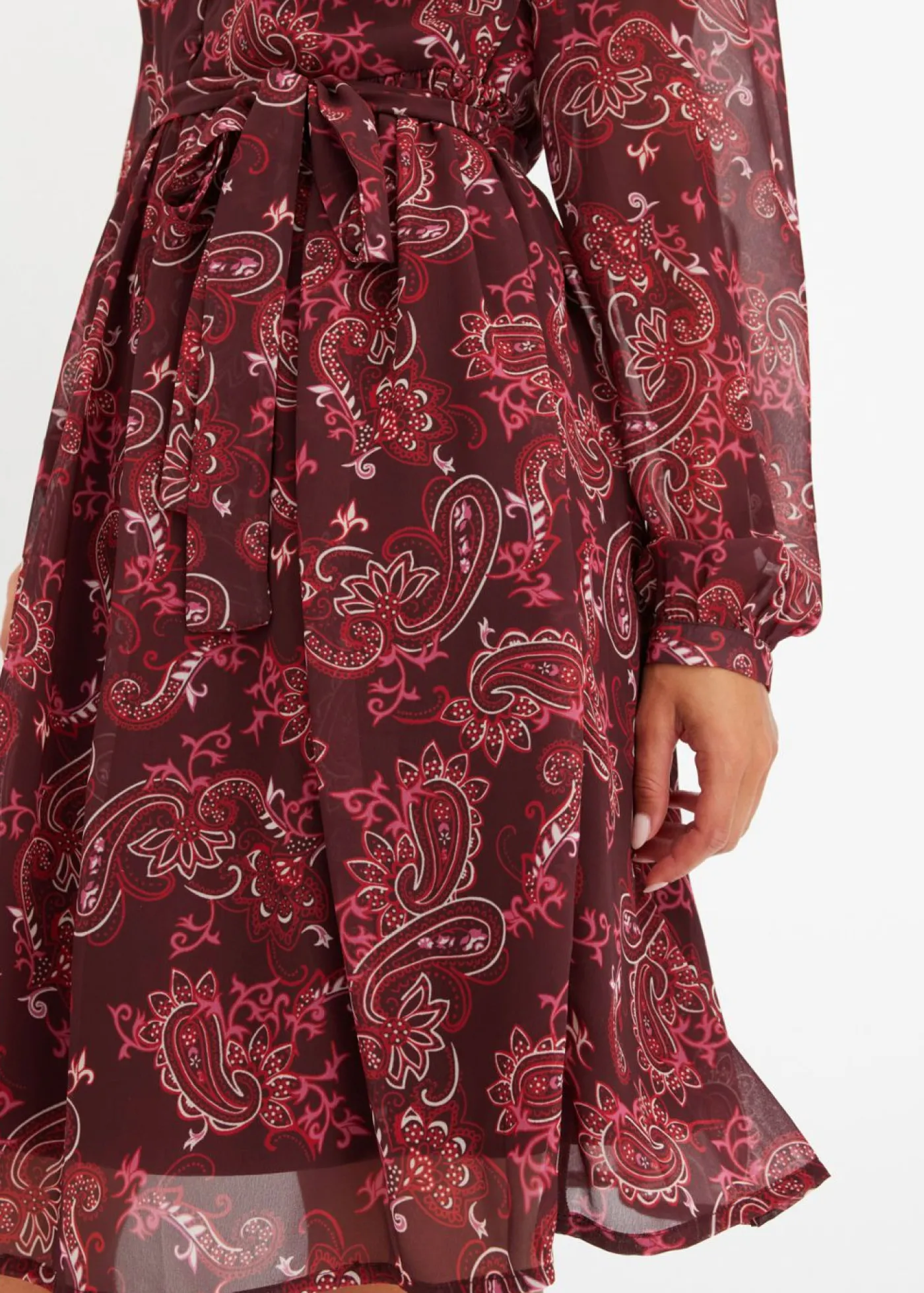 bonprix bonprix Vestido de gasa estampado Burdeos