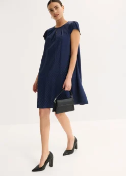 bonprix bonprix Vestido de jacquard con pinzas azul marino topos Clearance