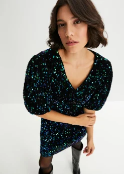 bonprix bonprix Vestido de lentejuelas Negro-verde Outlet