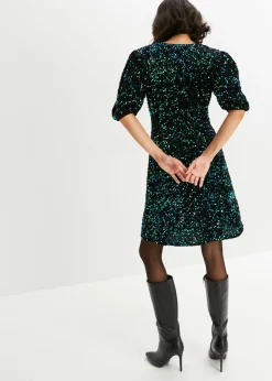 bonprix bonprix Vestido de lentejuelas Negro-verde Outlet