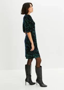 bonprix bonprix Vestido de lentejuelas Negro-verde Outlet
