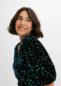 bonprix bonprix Vestido de lentejuelas Negro-verde Outlet