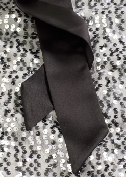 bonprix bonprix Vestido de lentejuelas con detalle de lazo Plata Best