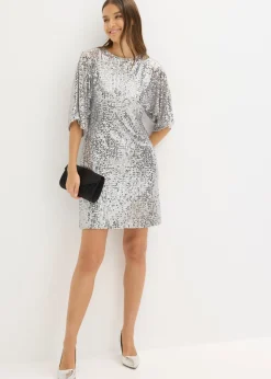 bonprix bonprix Vestido de lentejuelas con detalle de lazo Plata Best