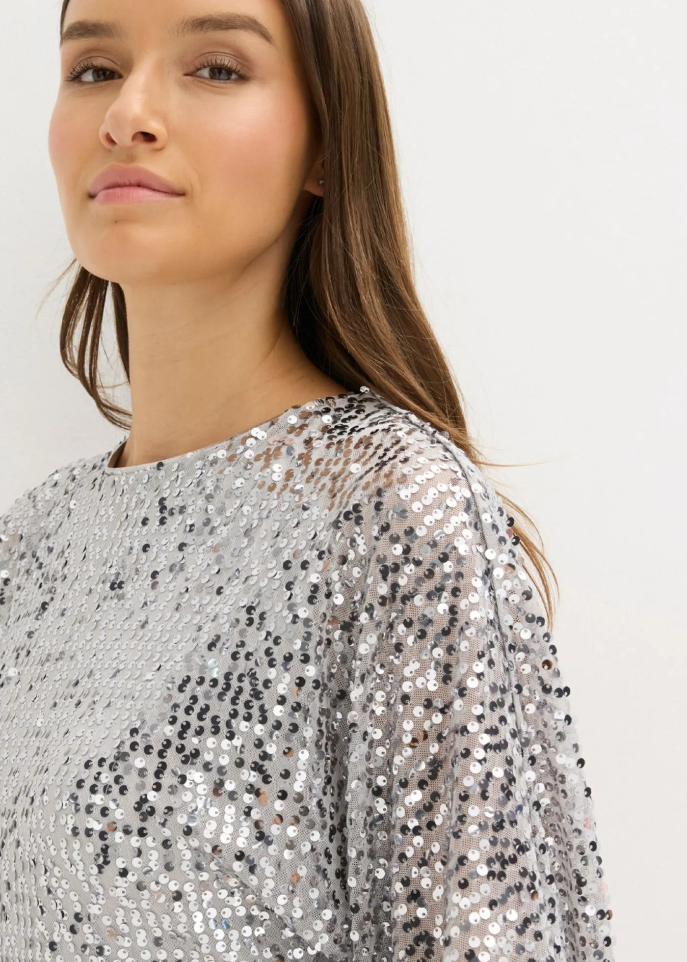 bonprix bonprix Vestido de lentejuelas con detalle de lazo Plata Best