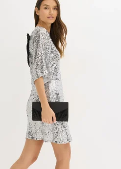 bonprix bonprix Vestido de lentejuelas con detalle de lazo Plata Best