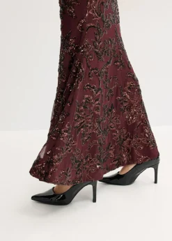bonprix bonprix Vestido de lentejuelas con escote en la espalda rojo burdeos-beige New