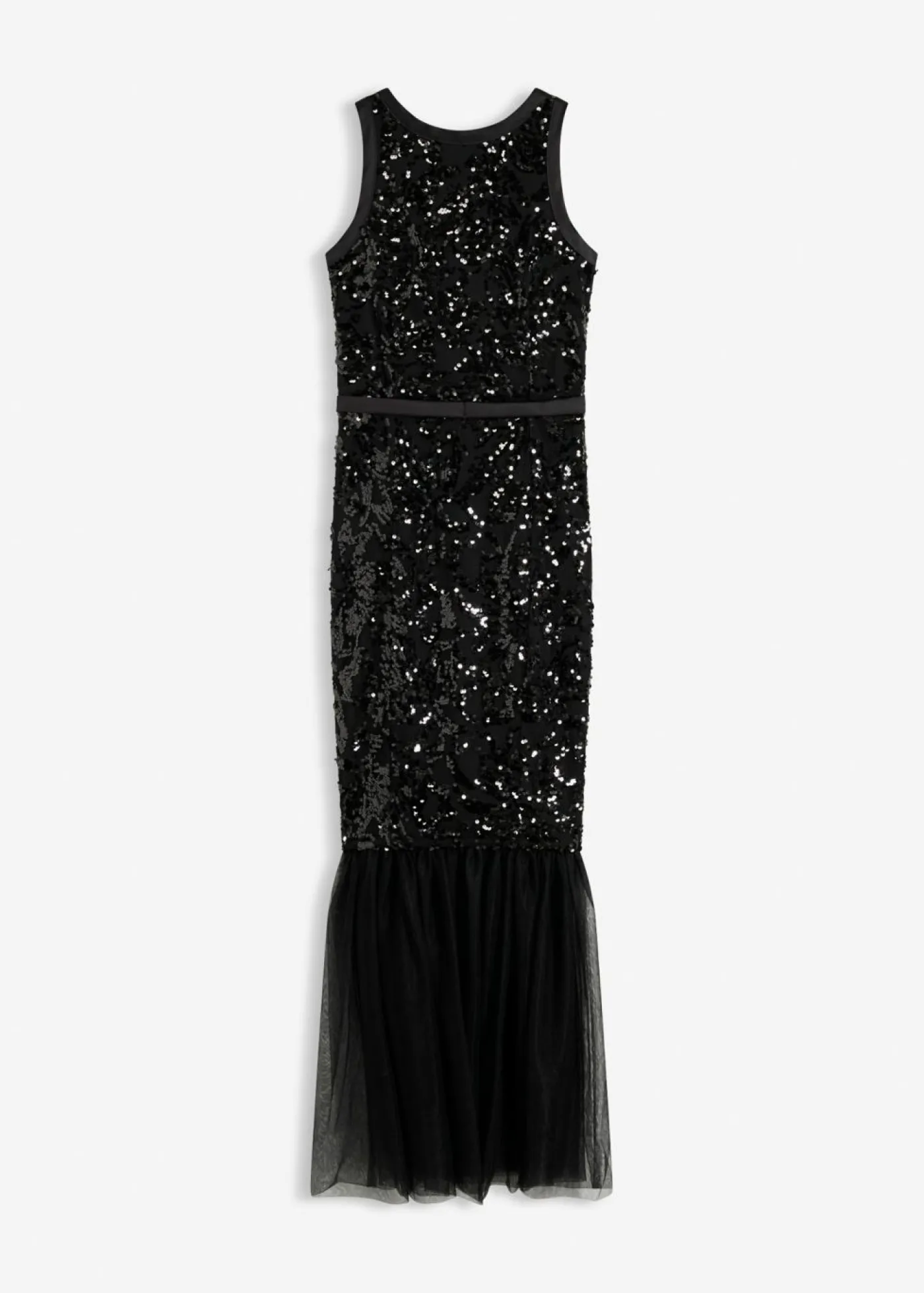 bonprix bonprix Vestido de lentejuelas con volante Negro-beige Best