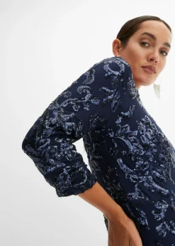 bonprix bonprix Vestido de lentejuelas con escote en la espalda Azul marino Outlet