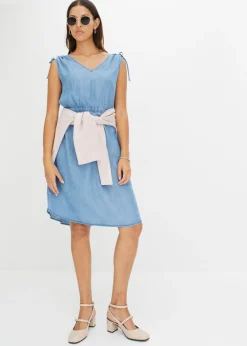 bonprix bonprix Vestido de lyocell liso Azul piedra Online