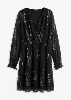 bonprix bonprix Vestido de malla Negro con flores Outlet