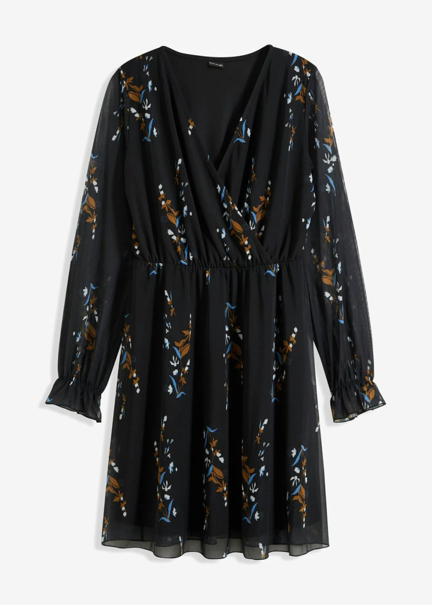 bonprix bonprix Vestido de malla Negro con flores Outlet