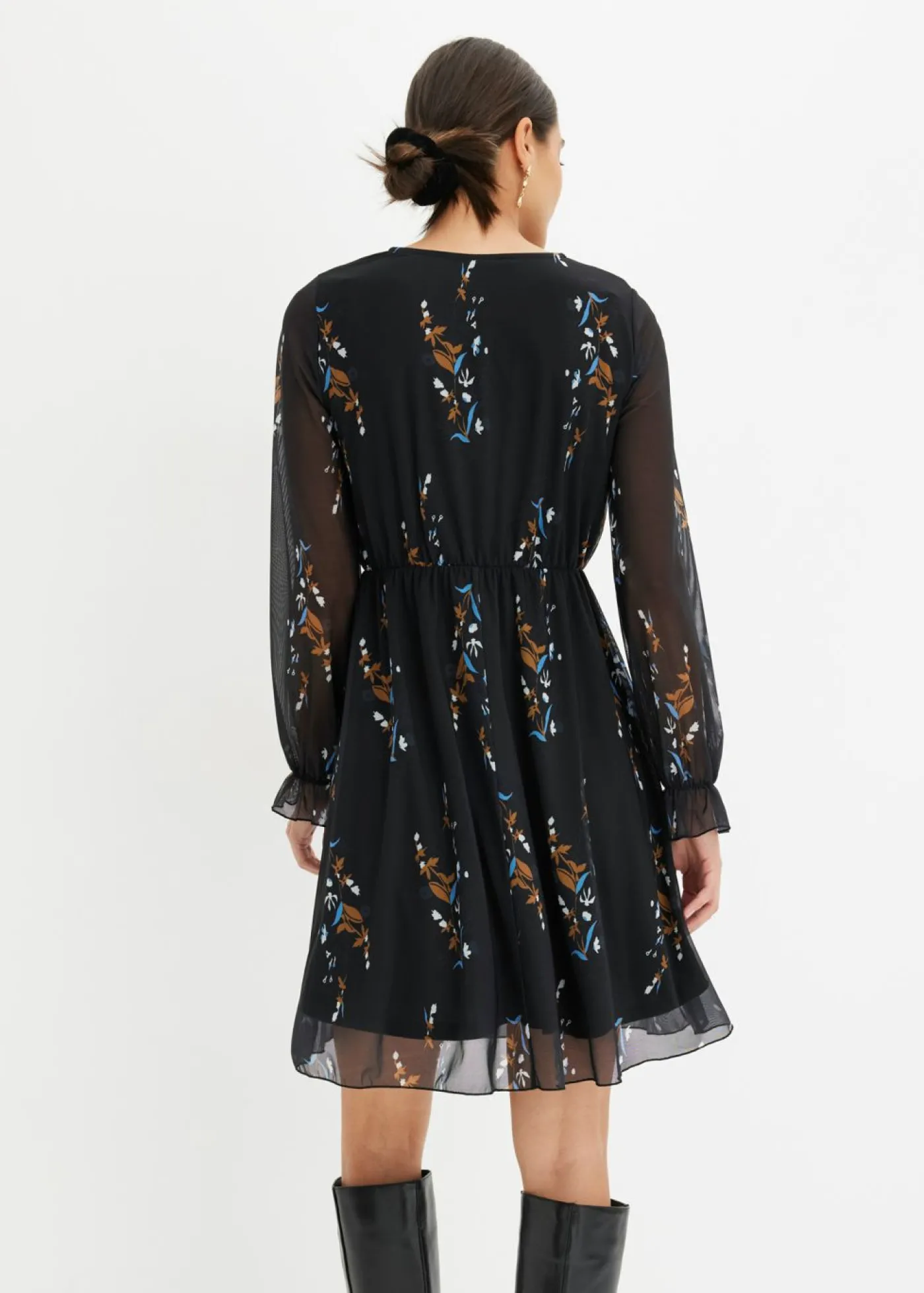 bonprix bonprix Vestido de malla Negro con flores Outlet