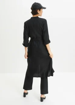 bonprix bonprix Vestido de mezcla de lino y viscosa con bolsillos Verde oliva oscuro Best