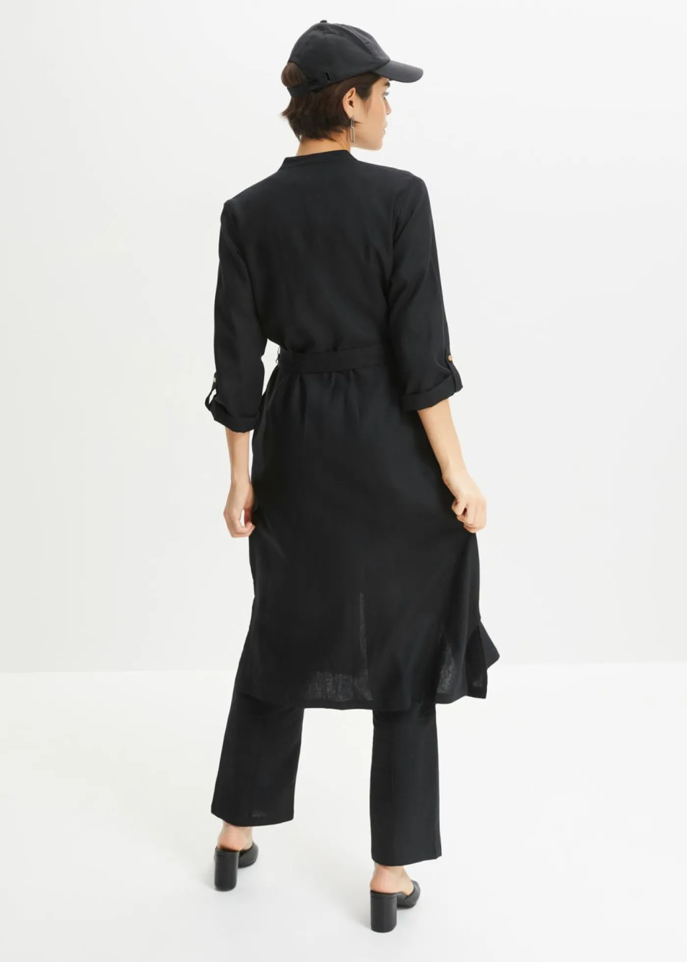 bonprix bonprix Vestido de mezcla de lino y viscosa con bolsillos Verde oliva oscuro Best