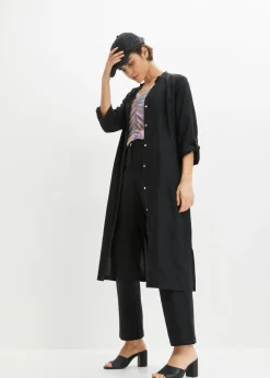bonprix bonprix Vestido de mezcla de lino y viscosa con bolsillos Verde oliva oscuro Best