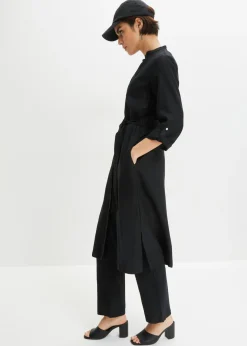 bonprix bonprix Vestido de mezcla de lino y viscosa con bolsillos Verde oliva oscuro Best