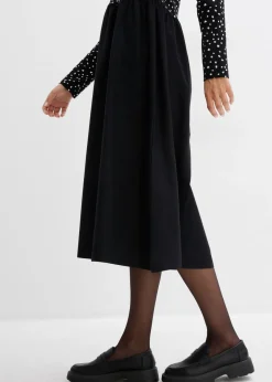 bonprix bonprix Vestido de mezcla de materiales de algodón puro negro-blanco lana topos Best